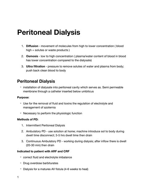 Solution Peritoneal Dialysis Studypool