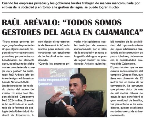 Raúl Arévalo Todos somos gestores del agua en Cajamarca El portal