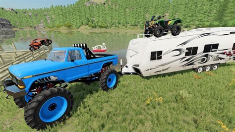 Camping And Boating With Our Monster Truck Farming Simulator Youtube