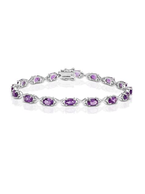 Unbrand Sterling Silver Treated Amethyst Bracelet