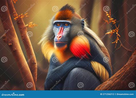 Mandrill monkey stock illustration. Illustration of colorful - 271256212