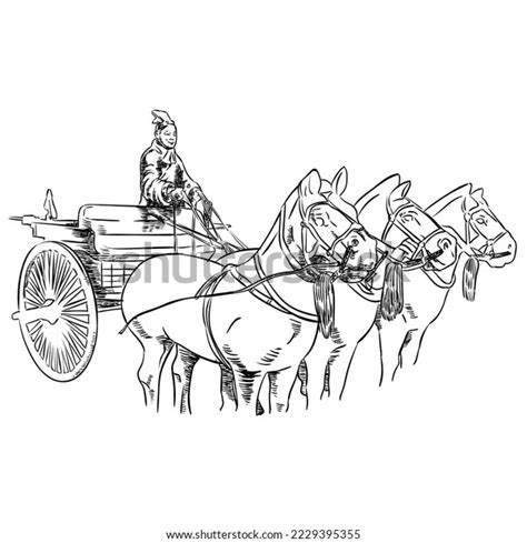 Pencil Sketch Person Carrying Carriage Horse Stock Illustration ...