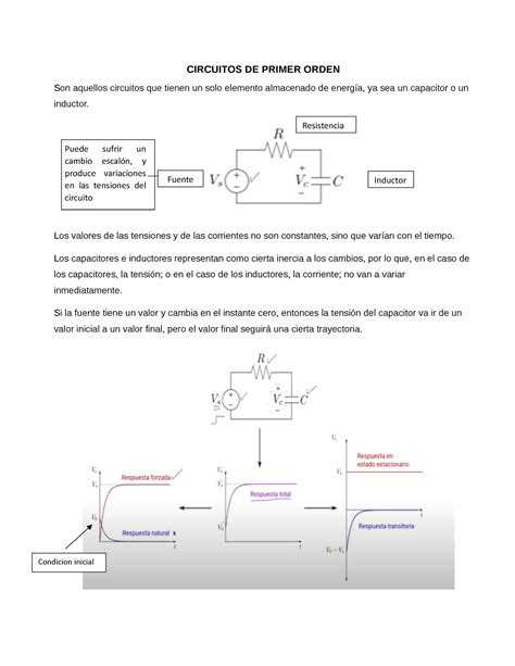 Circuitos De Primer Orden Circuitos De Primer Orden Son Aquellos Circuitos Que Tienen Un Solo