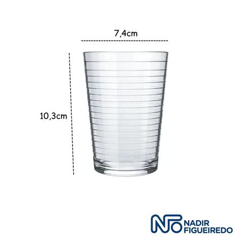 Jogo Copos Vidro Agua Suco Nadir Ginga 24Pçs 265ml