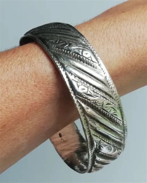 Ancien Bracelet En Argent Massif Silver Jonc Cr Ateur Art Berb Re