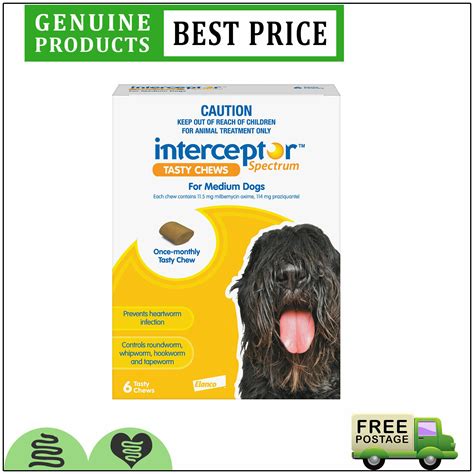 Interceptor Spectrum 6 Doses Monthly Heartworm And Worm Prevention For