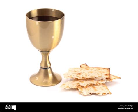 Holy Communion Or The Lords Supper Isolated On A White Background Stock