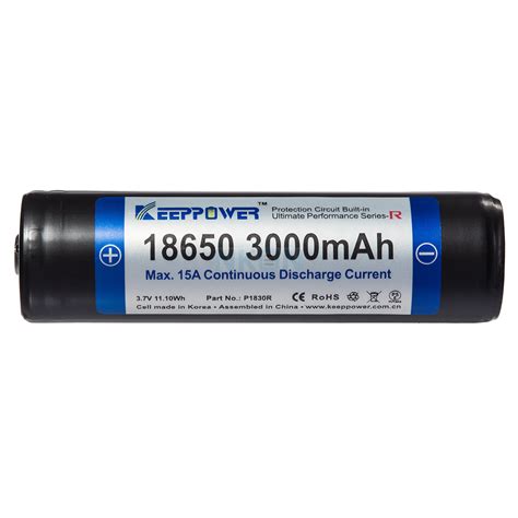 Keeppower 18650 3000mAh Protected 15A 18650 Li Ion