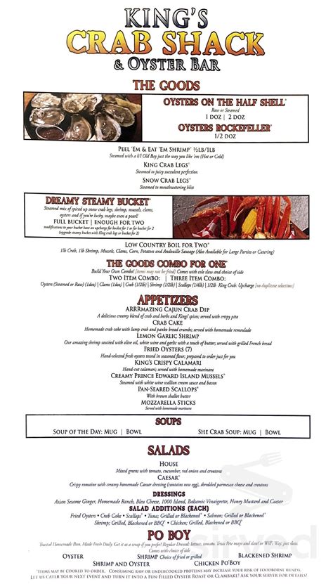 King S Crab Shack And Oyster Bar Menu In Winston Salem North Carolina Usa