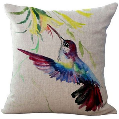 1 Hummingbird Bird With Flowers Pillow Case Hand Painted Pillows