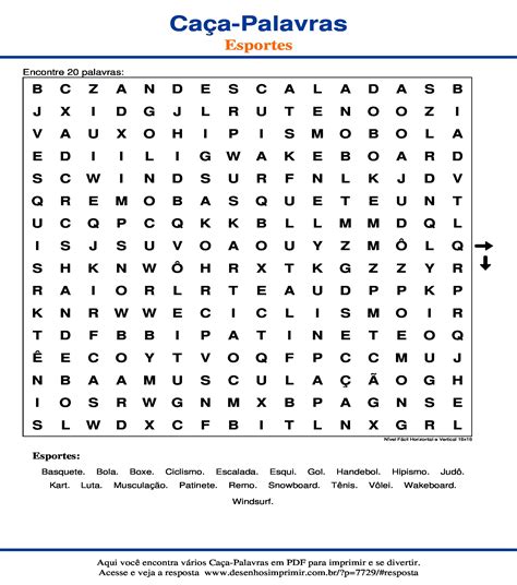 Caça Palavras Esportes para imprimir Desenhos Imprimir