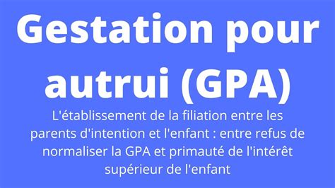 Gpa Tablissement Du Lien De Filiation Entre Les Parents D Intention