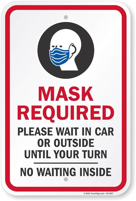 Mask Required Wait In Car Until Your Turn ConeBoss Sign