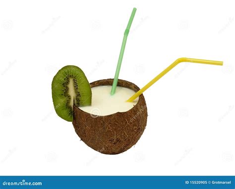 Noix De Coco Avec Des Pailles D Un Cocktail Image Stock Image Du