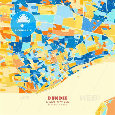 Dundee, Dundee, Scotland blue and orange vector art map template ...