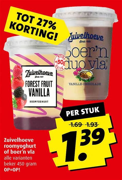 Zuivelhoeve Roomyoghurt Of Boer N Vla Aanbieding Bij Boni