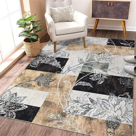 GlowSol 5x7 Farmhouse Area Rug For Living Room Bedroom Washable Rugs