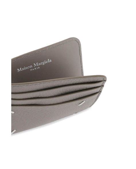 Maison Margiela Four Stitch Grained Texture Cardholder In Gray Lyst