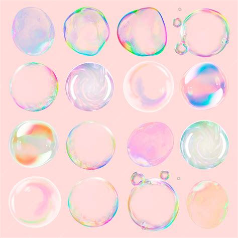 Premium PSD | Colorful iridescent soap bubbles collection