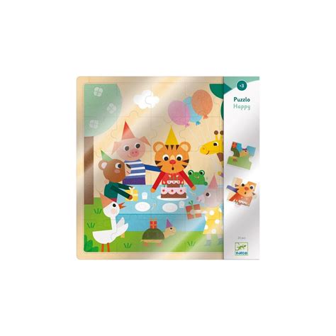 Puzzlo Happy Puzzle En Bois Pi Ces Djeco