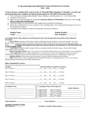 Fillable Online Buncombe K Nc Attendance Waiver Bformb Pdf Buncombe