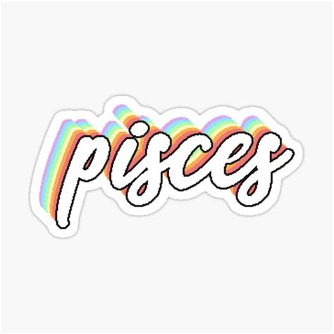 Rainbow Cursive Pisces Zodiac Sign Vsco Sticker Sticker For Sale By