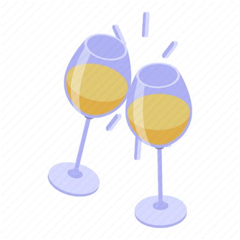 White Wine Glass Cheers Isometric Icon Download On Iconfinder