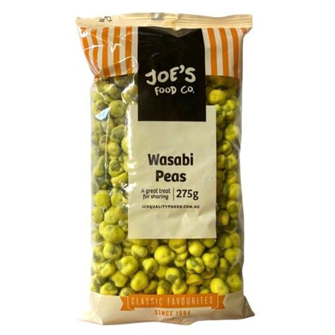 Whole Dried Wasabi Peas. JC's 275g packet