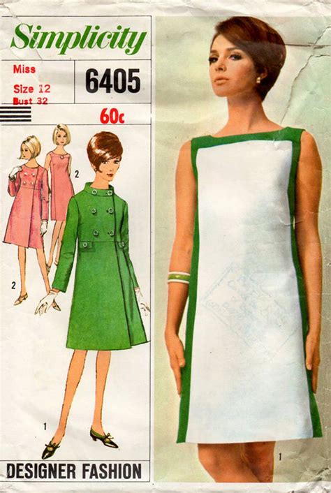 1960s Mod Dress Coat Vintage Sewing Pattern Simplicity Etsy France