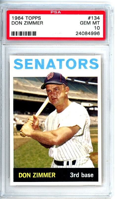 1964 Topps Don Zimmer PSA 10 134 Senators 12636 EBay