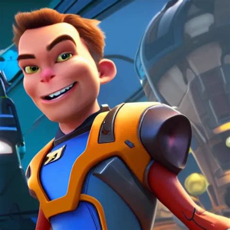 Portrait Of Elon Musk As Ratchet In Ratchet And Clank Stable