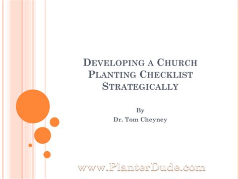 Developing A Church Planting Checklist Strategically