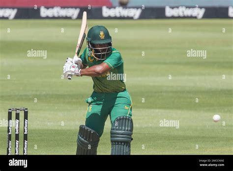 South African Batsman Temba Bavuma In Action During The Third Odi Match