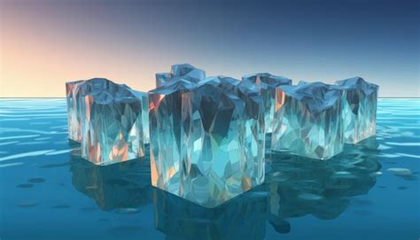 Premium Photo | Illustrate a 3D geometric ice cube melting slowly