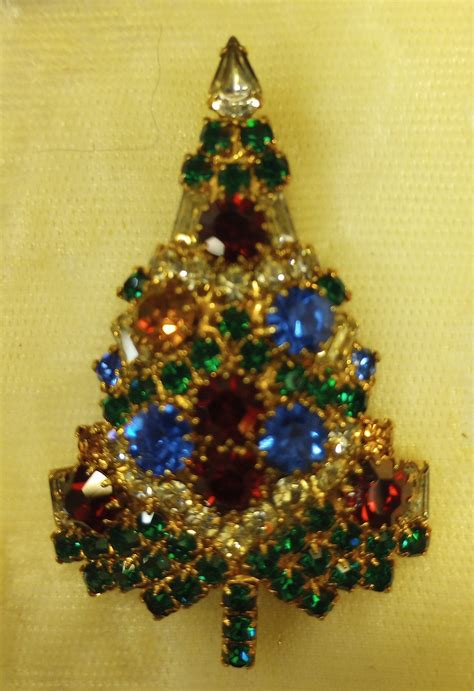 Christmas Tree Brooch Signed Eisenberg Etsy