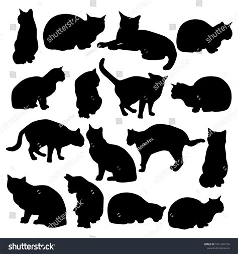 Set Vector Silhouette Black Cats Vector De Stock Libre De Regalías