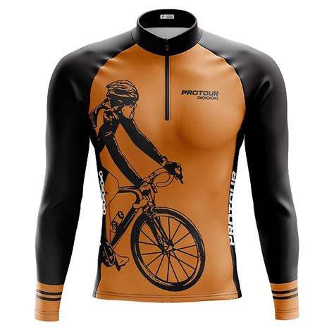 Camisa De Ciclismo Manga Longa Bolsos Bike Laranja Prote O Uv