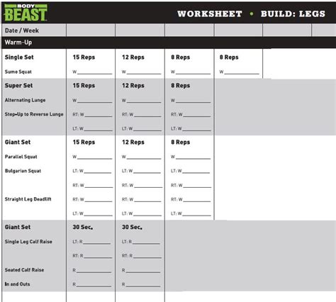 Body Beast Leg Day Body Beast Workout Sheets Body Beast Workout