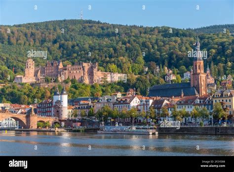 Panorama Of Heidelberg Behind Neckar River Germany Stock Photo Alamy