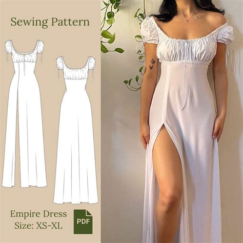 Empire Gathered Dress Sewing Pattern Pdf Xs Xl Etsy Artofit