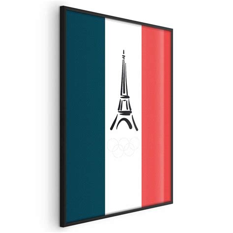 Exclusivité Jo Affiche Tour Eiffel Graphique Sur Fond De Drapeau