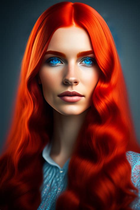 Lexica - A girl with red hair, blue eyes, dress, realistic, 8k,