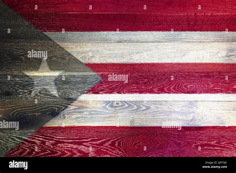 Puerto rico flag on rustic old wood surface background Stock Photo - Alamy