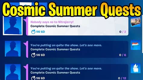 Complete Cosmic Summer Quests Fortnite Challenge Guide Youtube