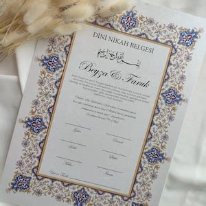 Dini Nikah Belgesi Islamic Wedding Certificate Islamic Heirology