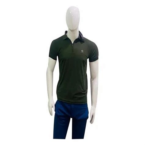 Plain Mens Dark Green Cotton Lycra T Shirt Collar Neck At Rs In