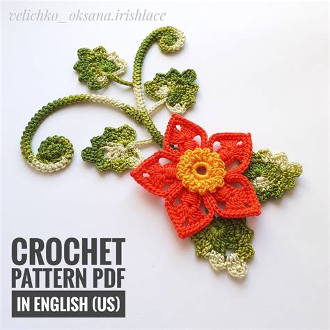 Set Irish Crochet Flower Leaf Pattern Ireland Lace Motifs Easy Crochet Leaves And Flowers