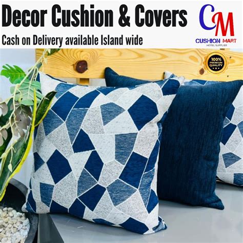 Printed and Plain Blue Cushion Cover