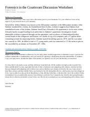 Forensics In The Courtroom Discussion Worksheet Docx Forensics In The