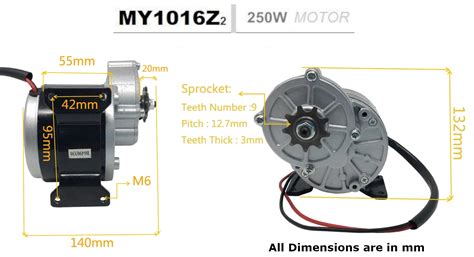 Probots MY1016Z2 24V 250W 330RPM Geared Brushed DC Motor DIY EBike Buy